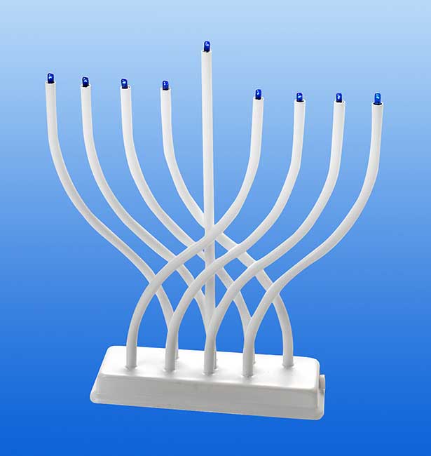 White Electric Menorah with low voltage bulbs