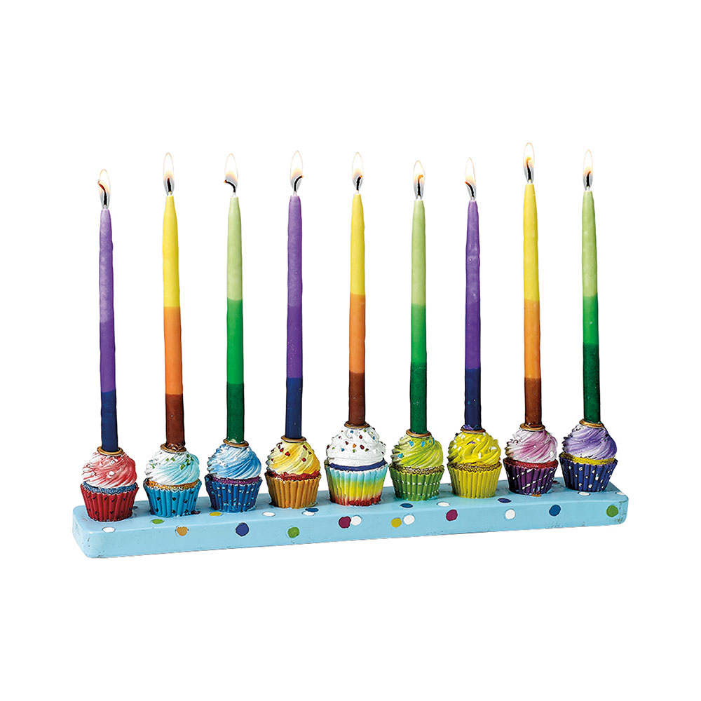 Sculptured Whimsical Cupcakes Menorah for children to get connected